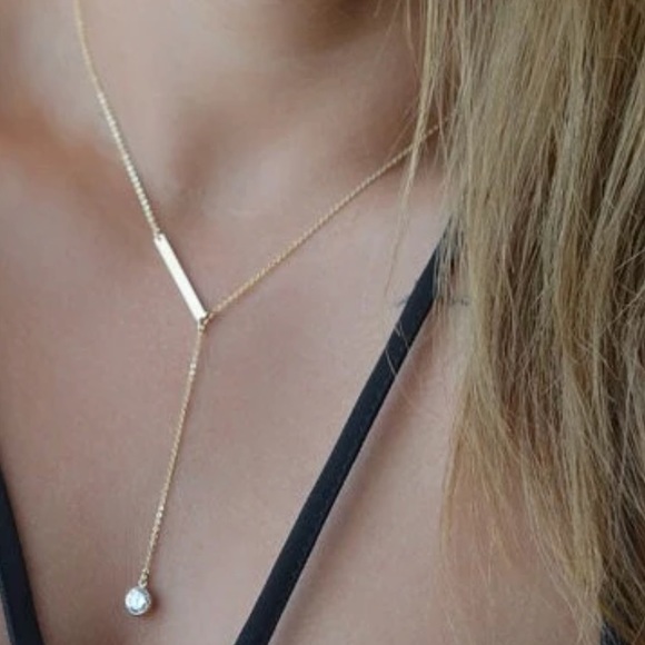 WILA Jewelry - LAST 1🖤 crystal drop bar necklace gold